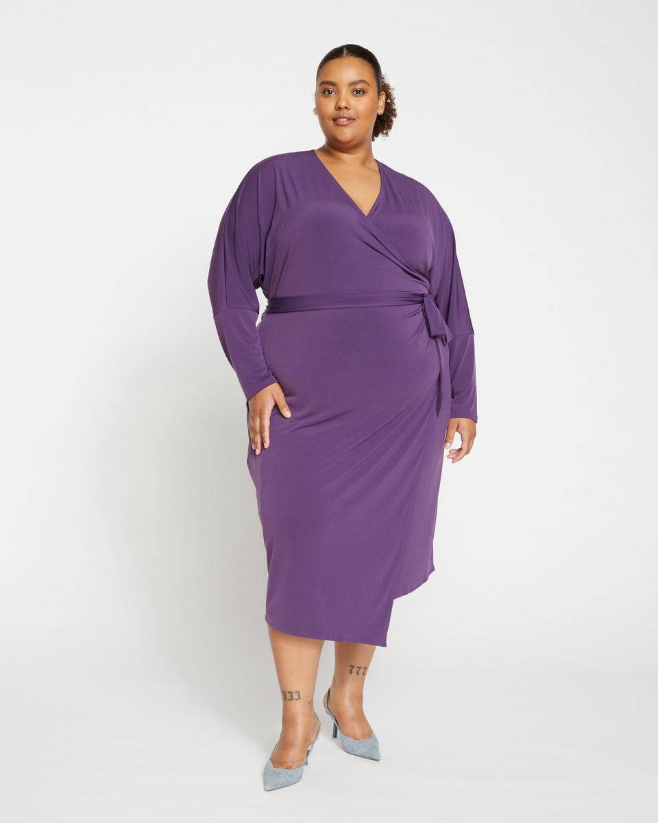 Velvety-Cool Jersey Wrap Dress - Potion Purple Zoom image 0