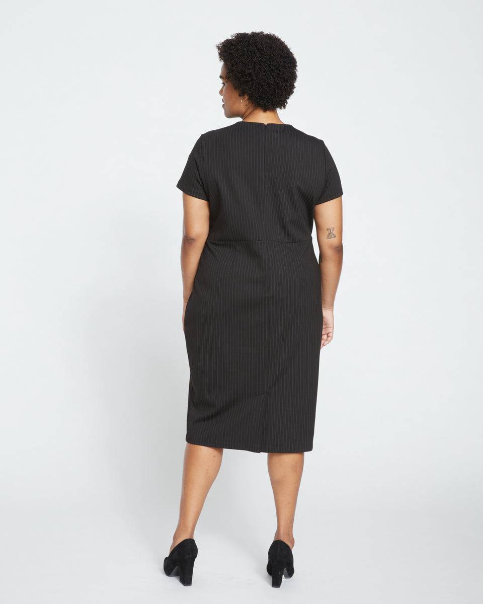 Executive Ponte Dress - Slate Pinstripe Zoom image 3