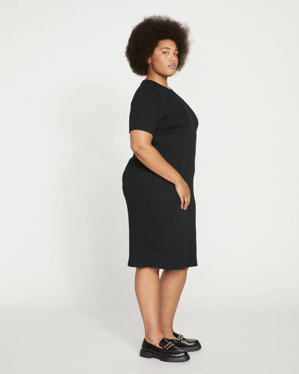 Aspen Rib T-Shirt Dress - Black Zoom image 3
