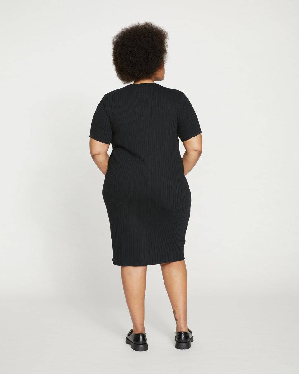 Aspen Rib T-Shirt Dress - Black Zoom image 4