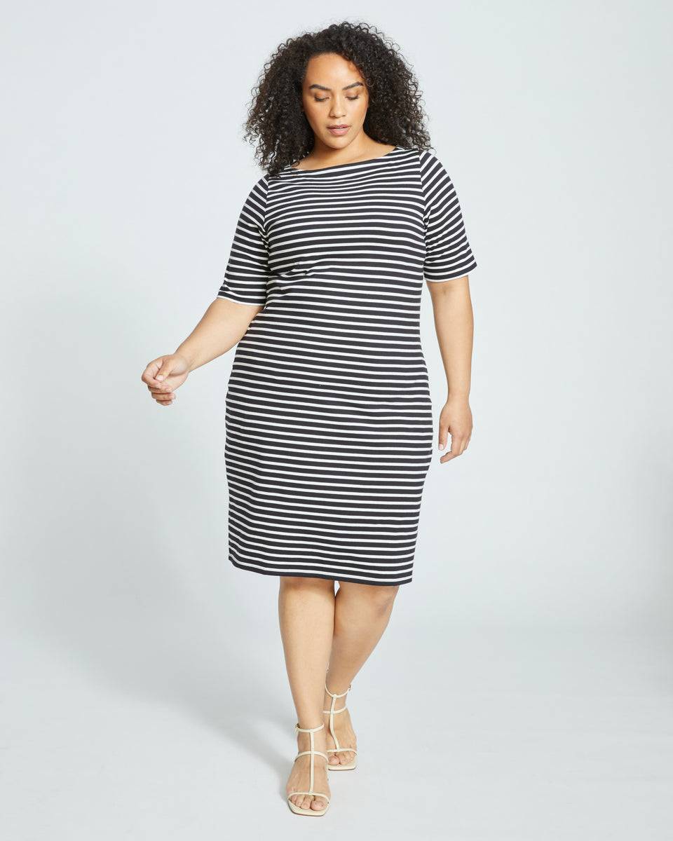 Belle Breton-Stripe Compact Jersey Dress - Black/White Zoom image 1