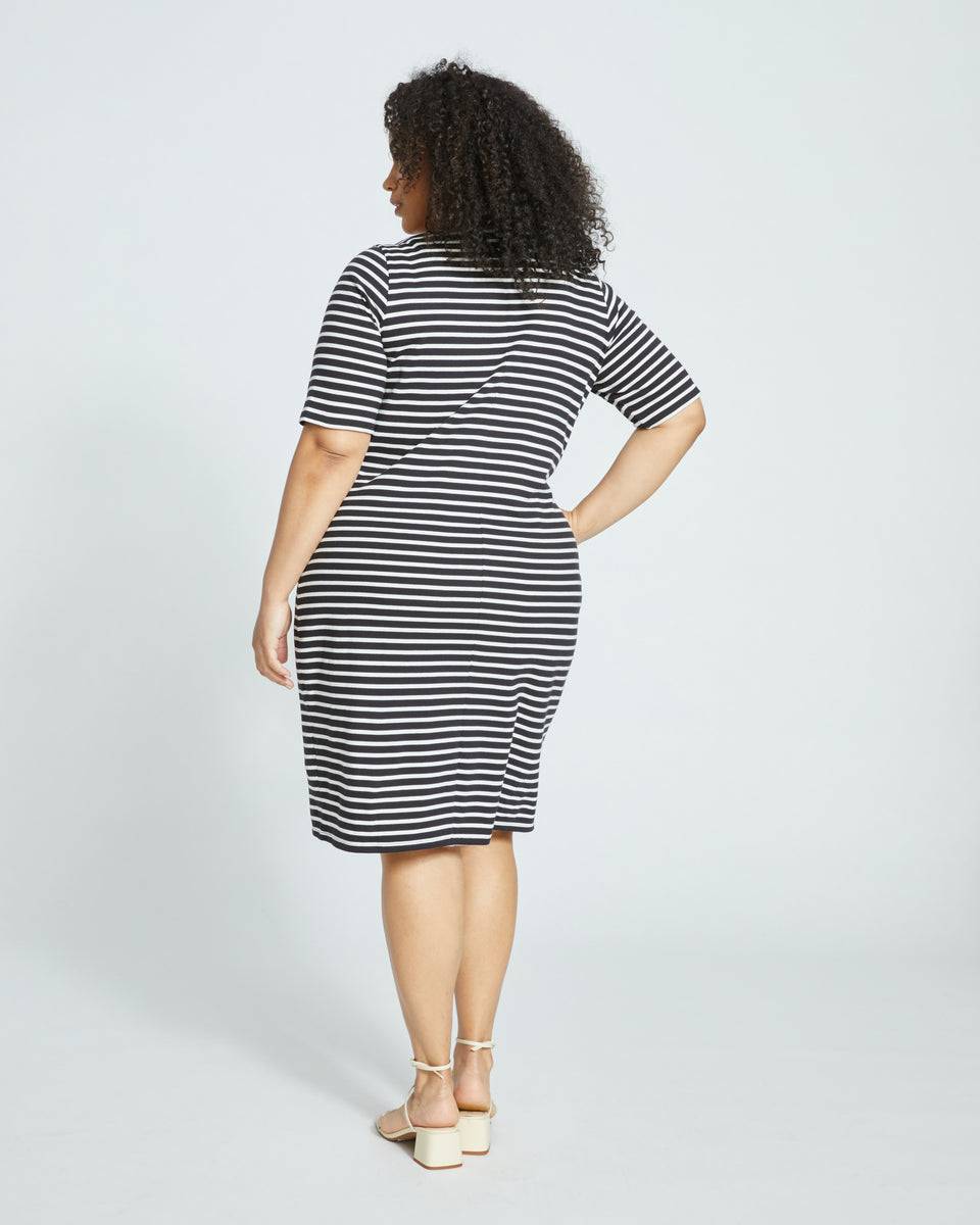 Belle Breton-Stripe Compact Jersey Dress - Black/White Zoom image 3