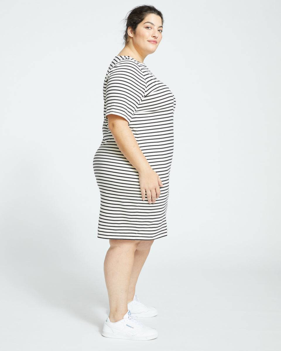 Belle Breton-Stripe Compact Jersey Dress - Ecru/Black Stripe Zoom image 2