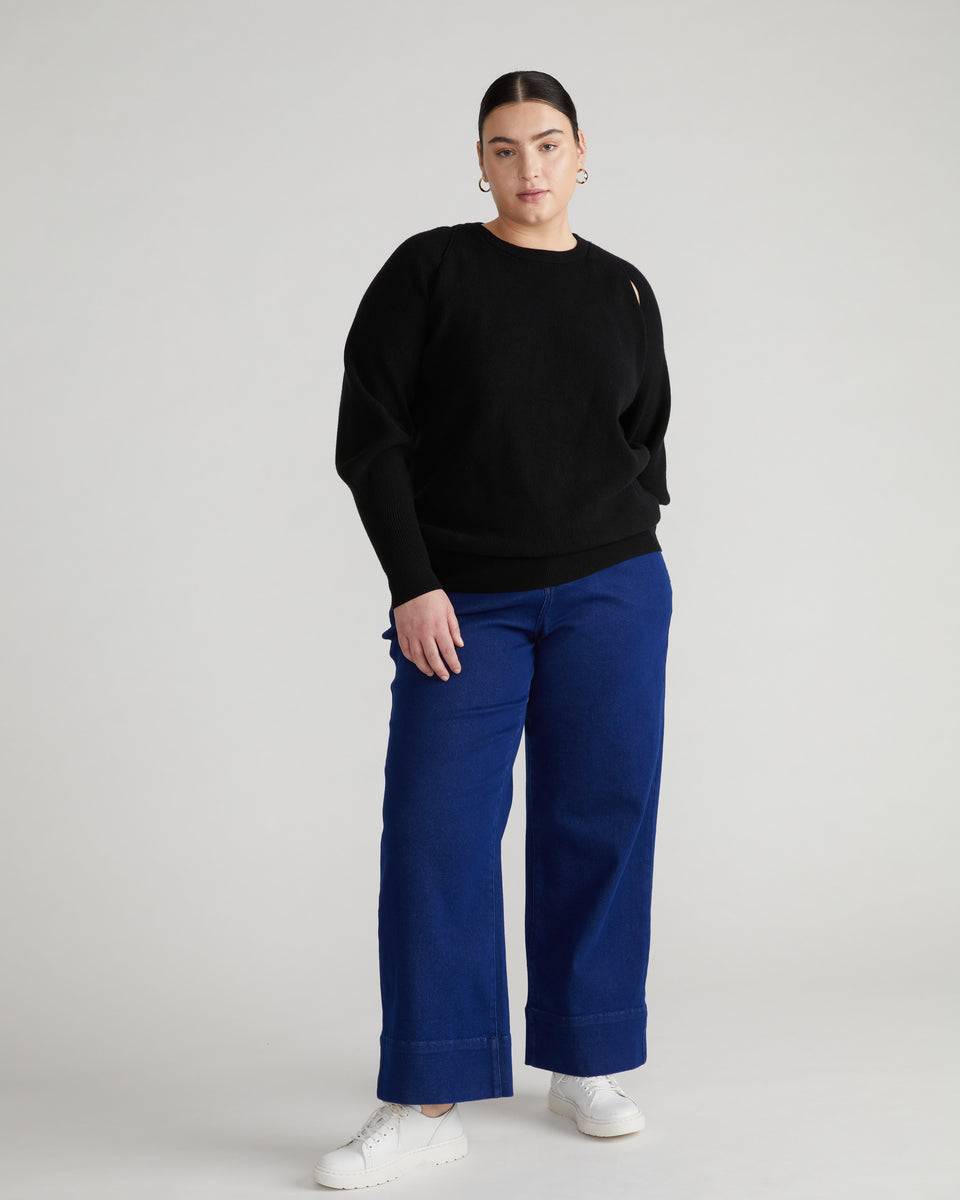 Better-Than-Wool Keyhole Sweater - Black Zoom image 1