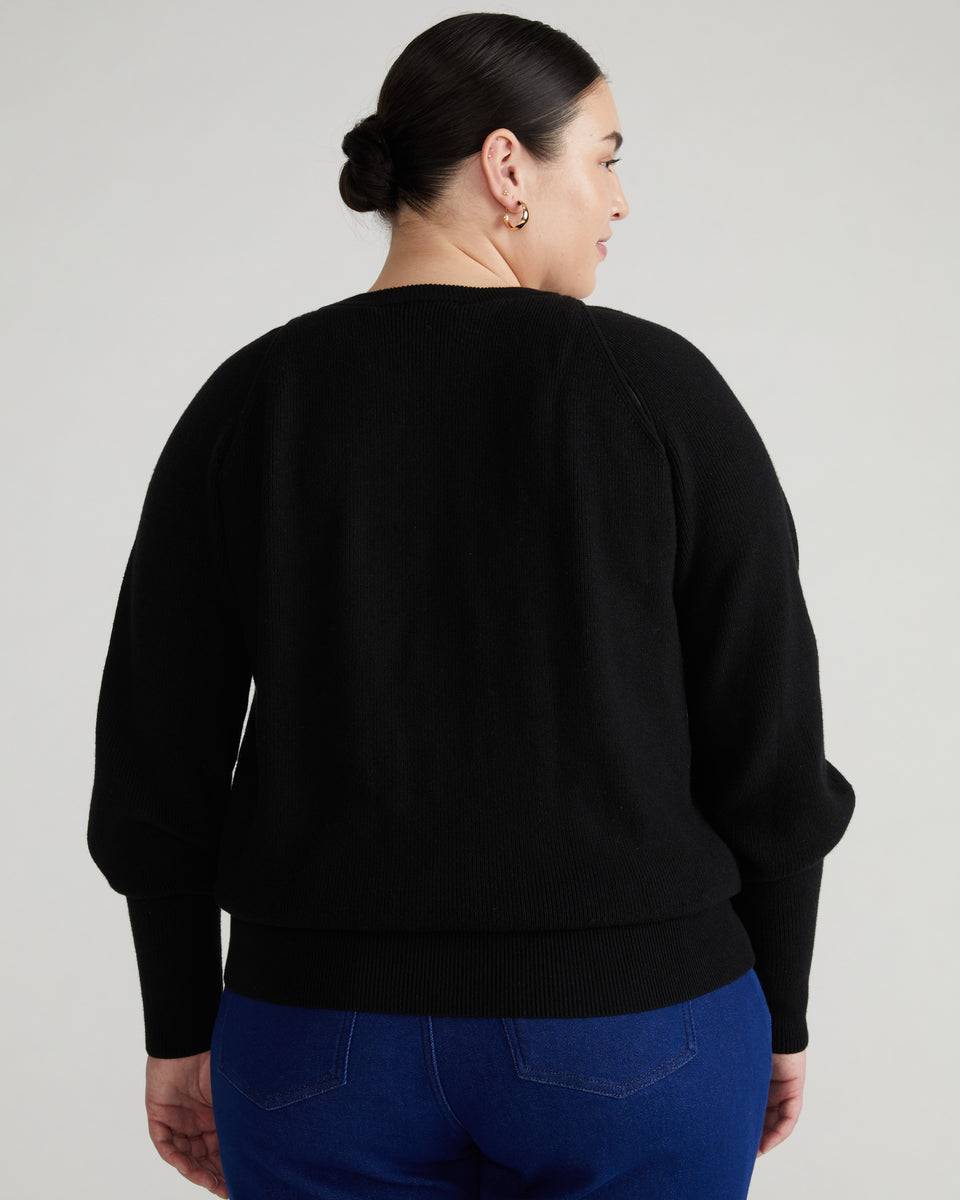 Better-Than-Wool Keyhole Sweater - Black Zoom image 3