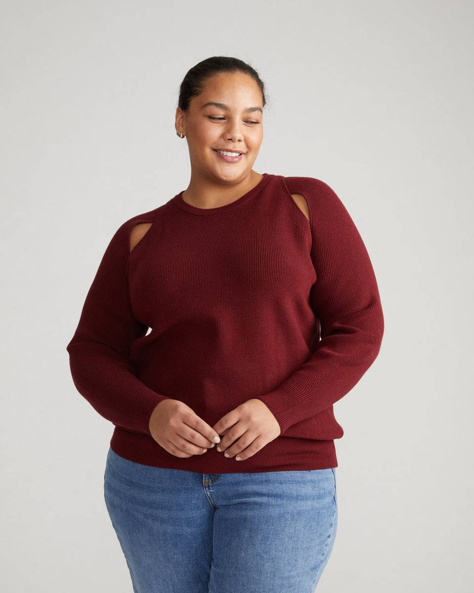 Better-Than-Wool Keyhole Sweater - Merlot Zoom image 1