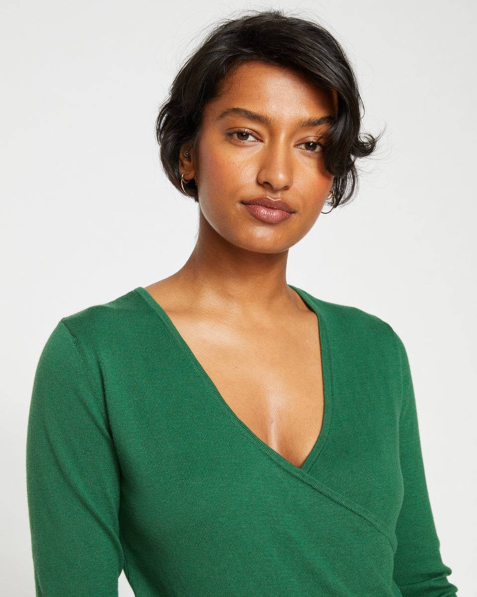 Statement Wrap Sweater - Kelly Green Zoom image 0