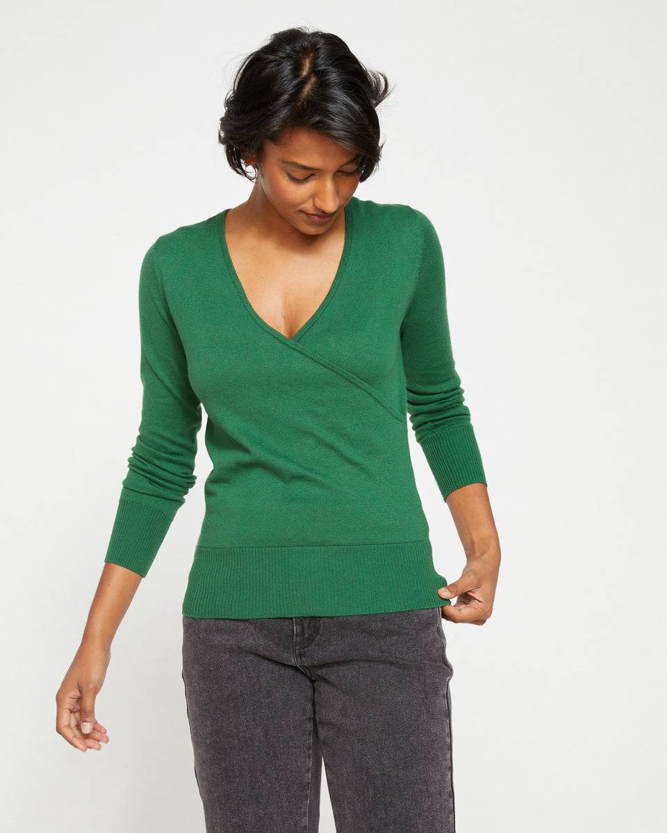 Statement Wrap Sweater - Kelly Green Zoom image 1