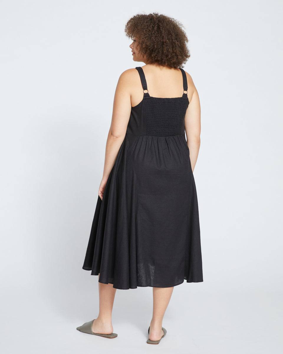 Sunshower Flowy Linen Dress - Black Zoom image 3