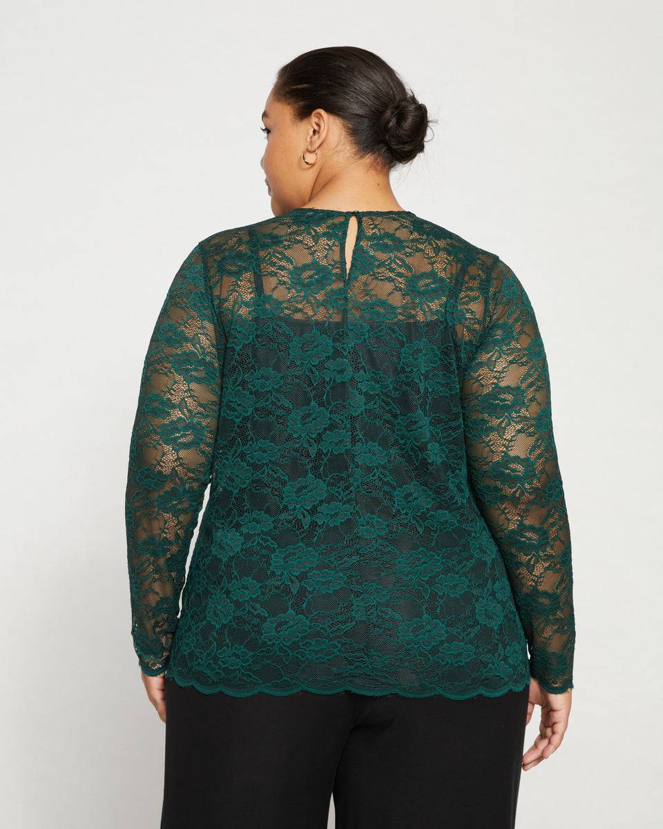 Thames Lace Top - Forest Green Zoom image 3