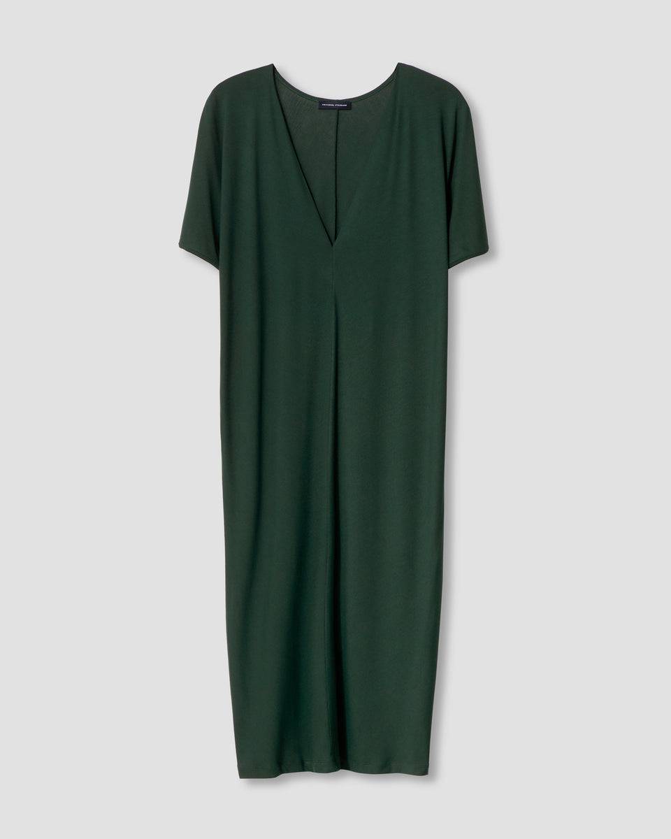 Teresa Liquid Jersey V-Neck Dress - Forest Green Zoom image 1