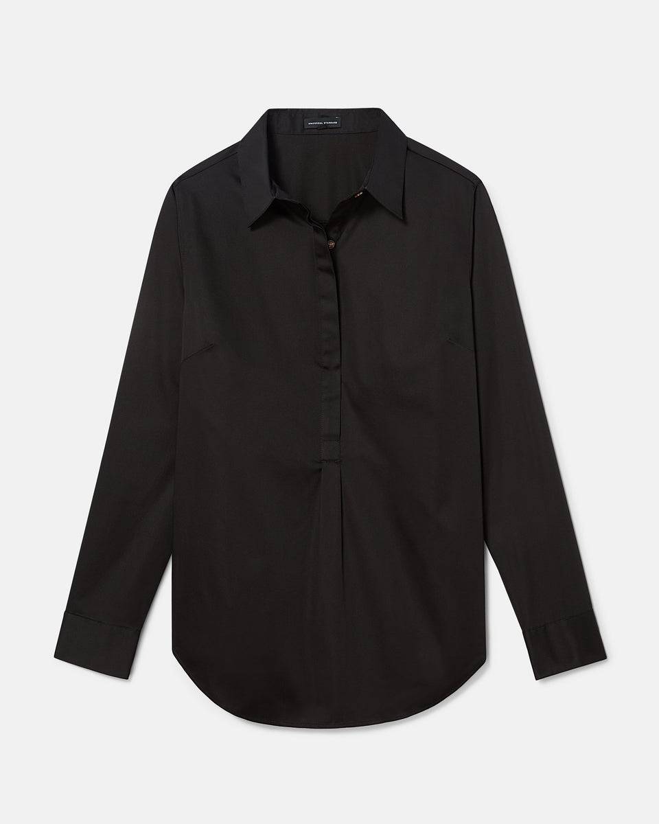 Elbe Popover Stretch Poplin Shirt Classic Fit - Black Zoom image 1