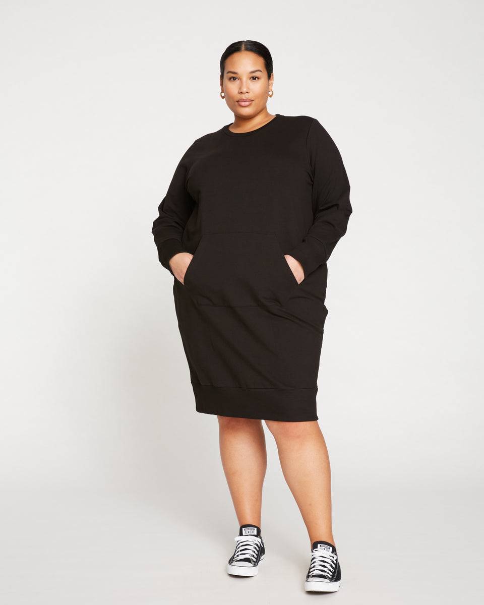 Classic Light Terry Sweatshirt Dress - Black Zoom image 0