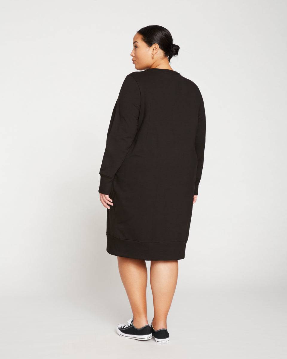 Classic Light Terry Sweatshirt Dress - Black Zoom image 4