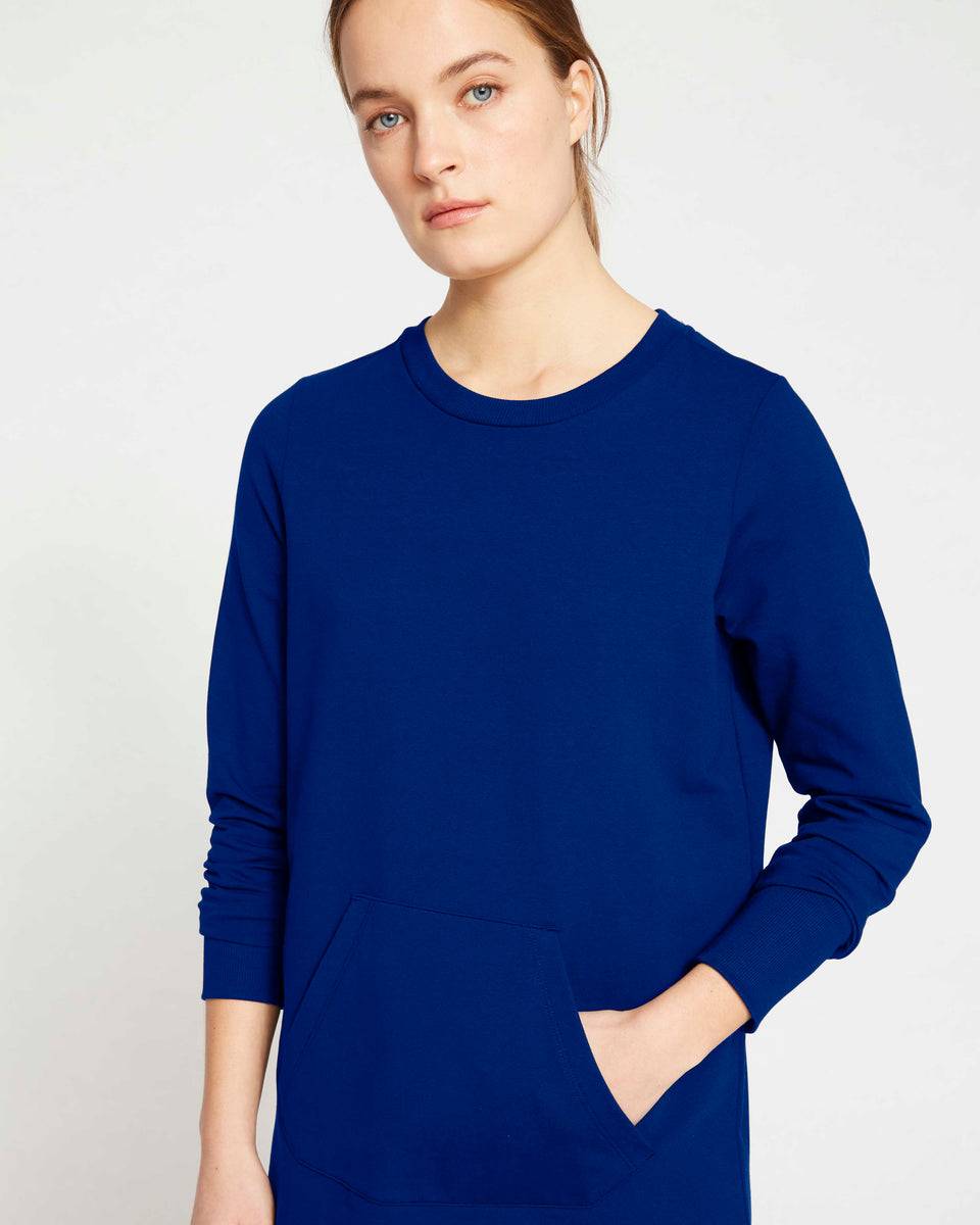 Classic Light Terry Sweatshirt Dress - Lapis Zoom image 1