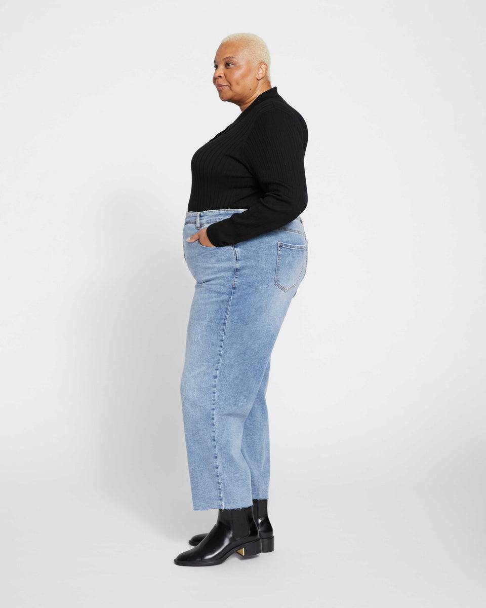 Katie High Rise Crossover Jeans - Distressed Vintage Indigo Wash Zoom image 5
