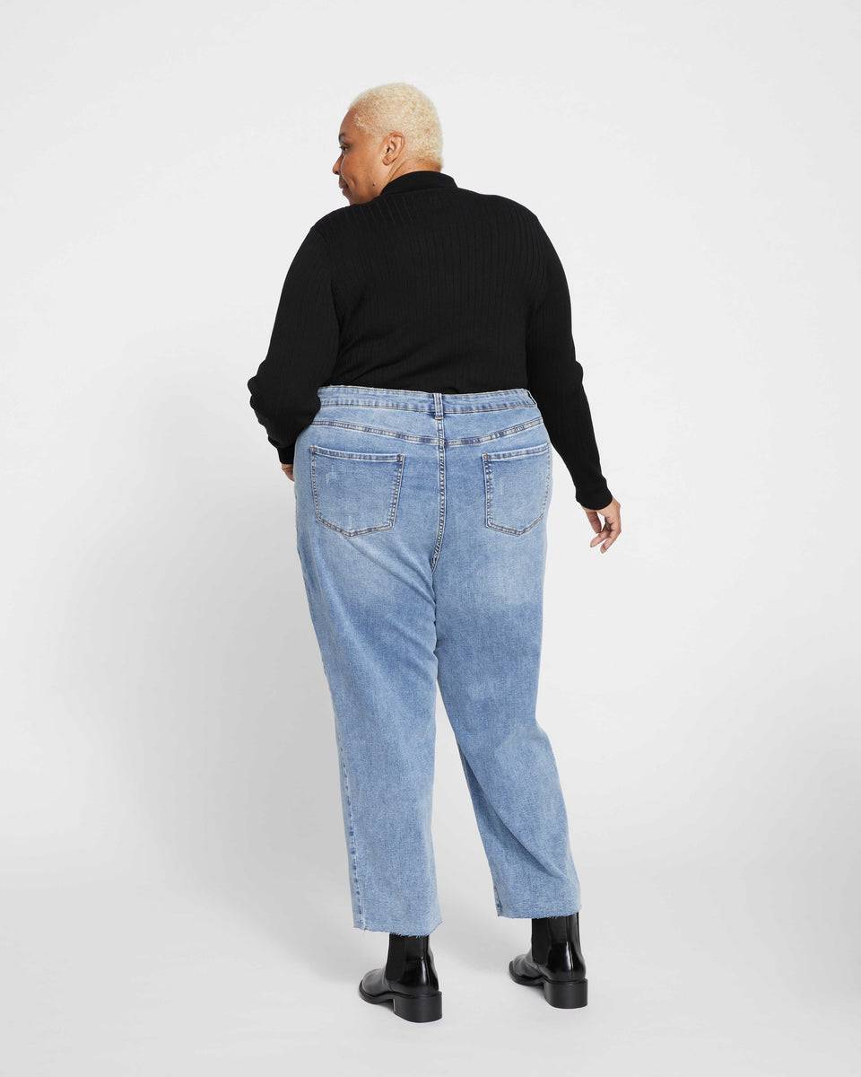 Katie High Rise Crossover Jeans - Distressed Vintage Indigo Wash Zoom image 6