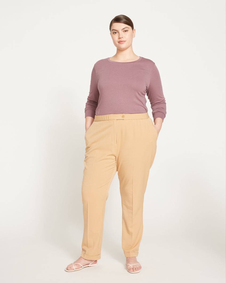 All Day Cuffed Cigarette Pants - Cafe Au Lait Zoom image 0