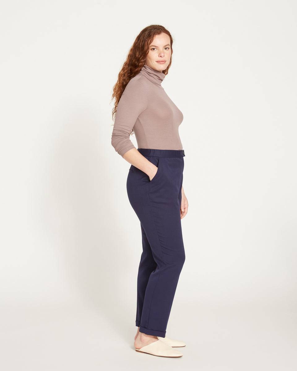 All Day Cuffed Cigarette Pants - Navy Zoom image 3