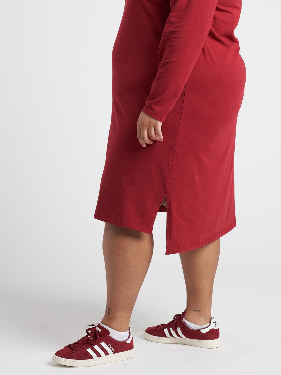 Long Sleeve Tesino Washed Jersey Dress - Red Dahlia Zoom image 9