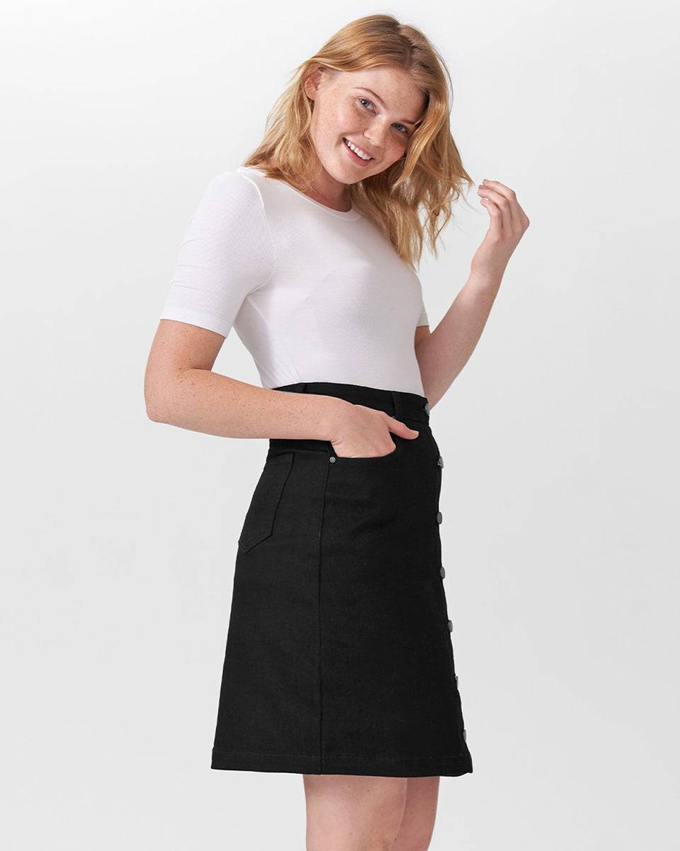 Ang Denim Button Down Skirt - Black Zoom image 0