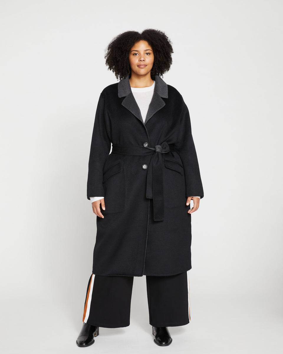 Reversible Double Face Luxe Coat - Black/Charcoal Zoom image 0