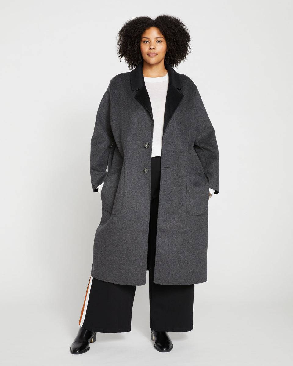 Reversible Double Face Luxe Coat - Black/Charcoal Zoom image 1