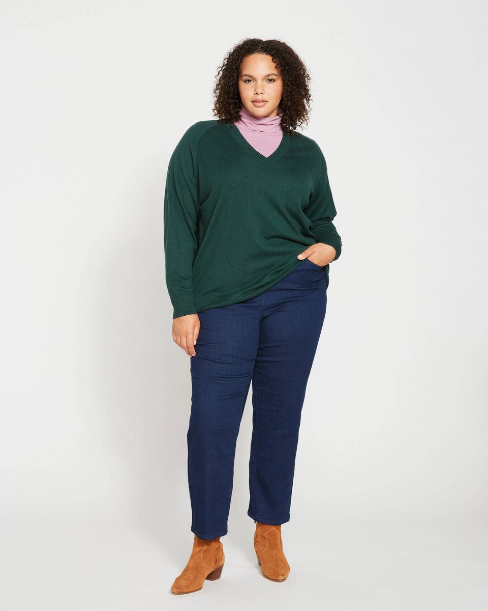 Eco Relaxed Core V Neck Sweater - Heather Forest Zoom image 1