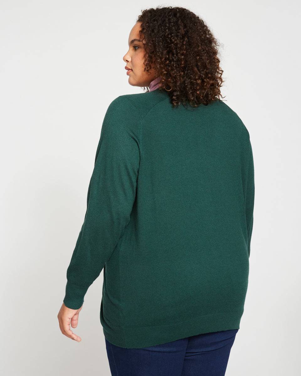 Eco Relaxed Core V Neck Sweater - Heather Forest Zoom image 3