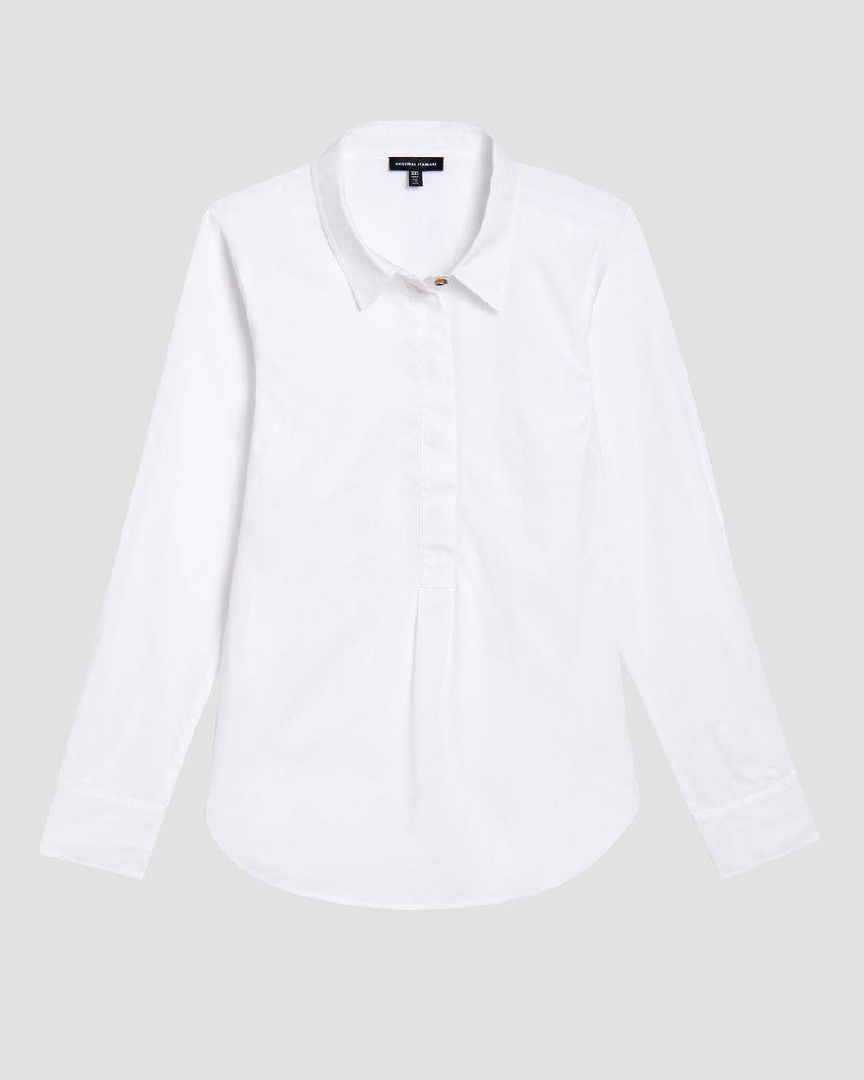 Elbe Popover Stretch Poplin Shirt Classic Fit - White Zoom image 1