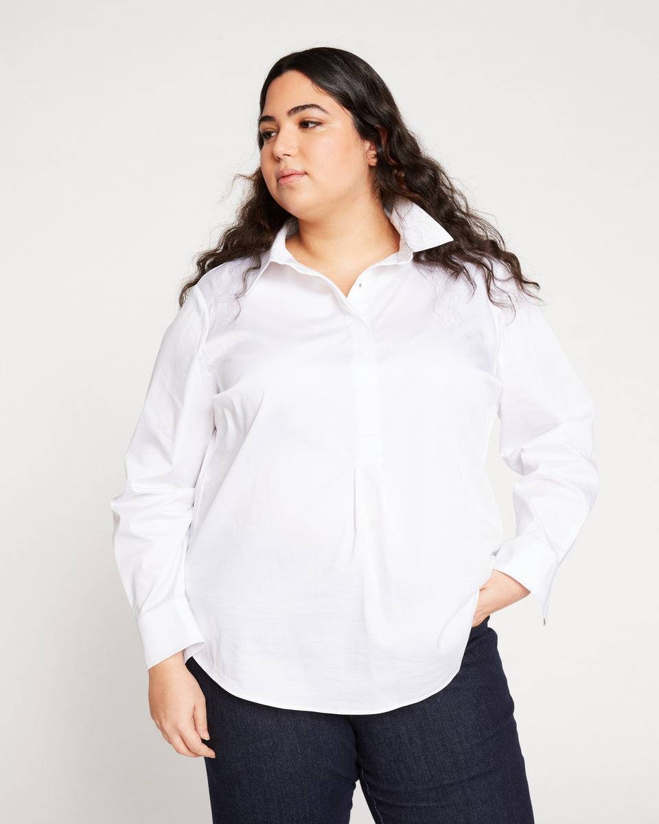 Elbe Popover Stretch Poplin Shirt Classic Fit - White Zoom image 5