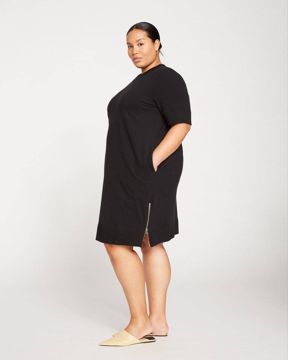 Grace Short Sleeve Sweatshirt Dress - Black Zoom image 2