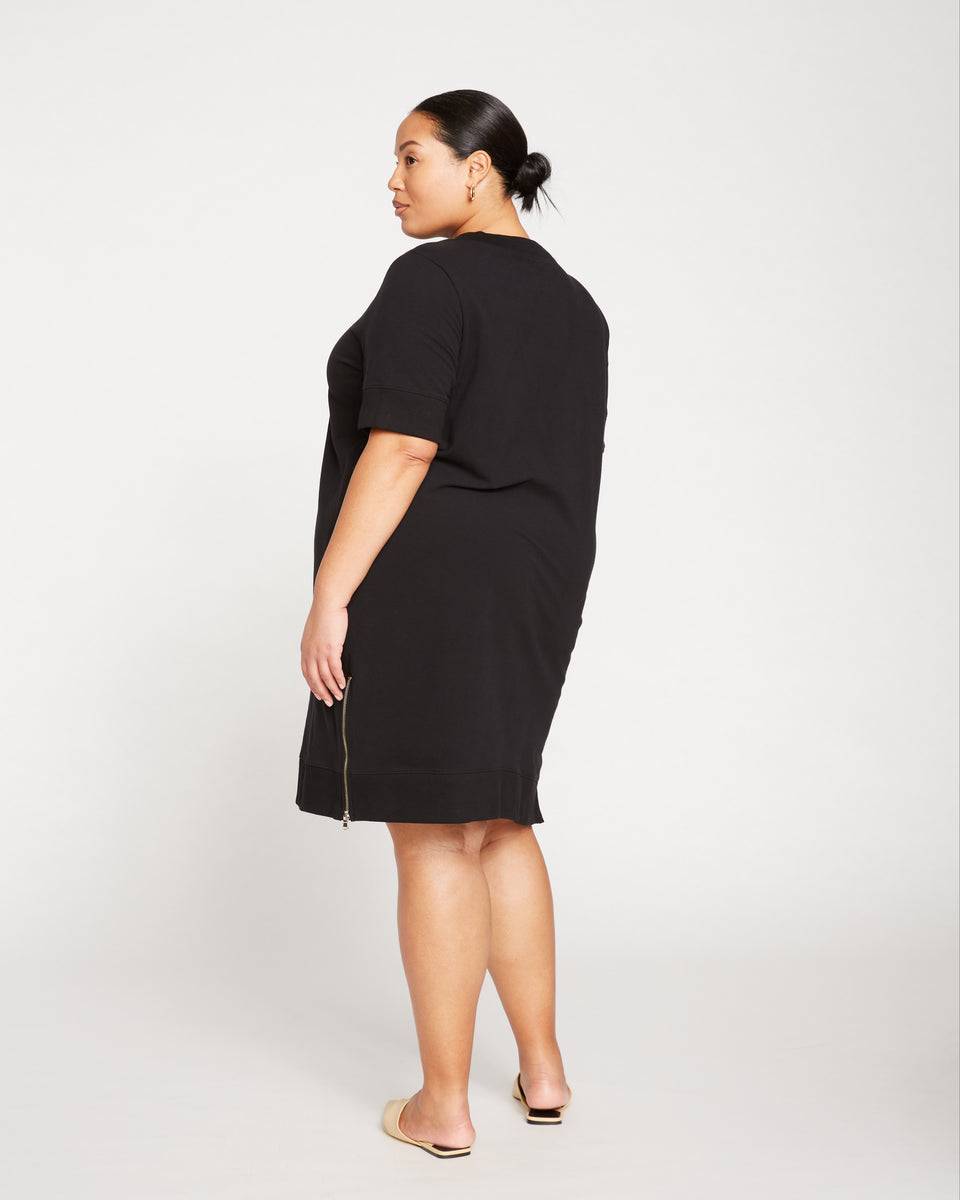 Grace Short Sleeve Sweatshirt Dress - Black Zoom image 3