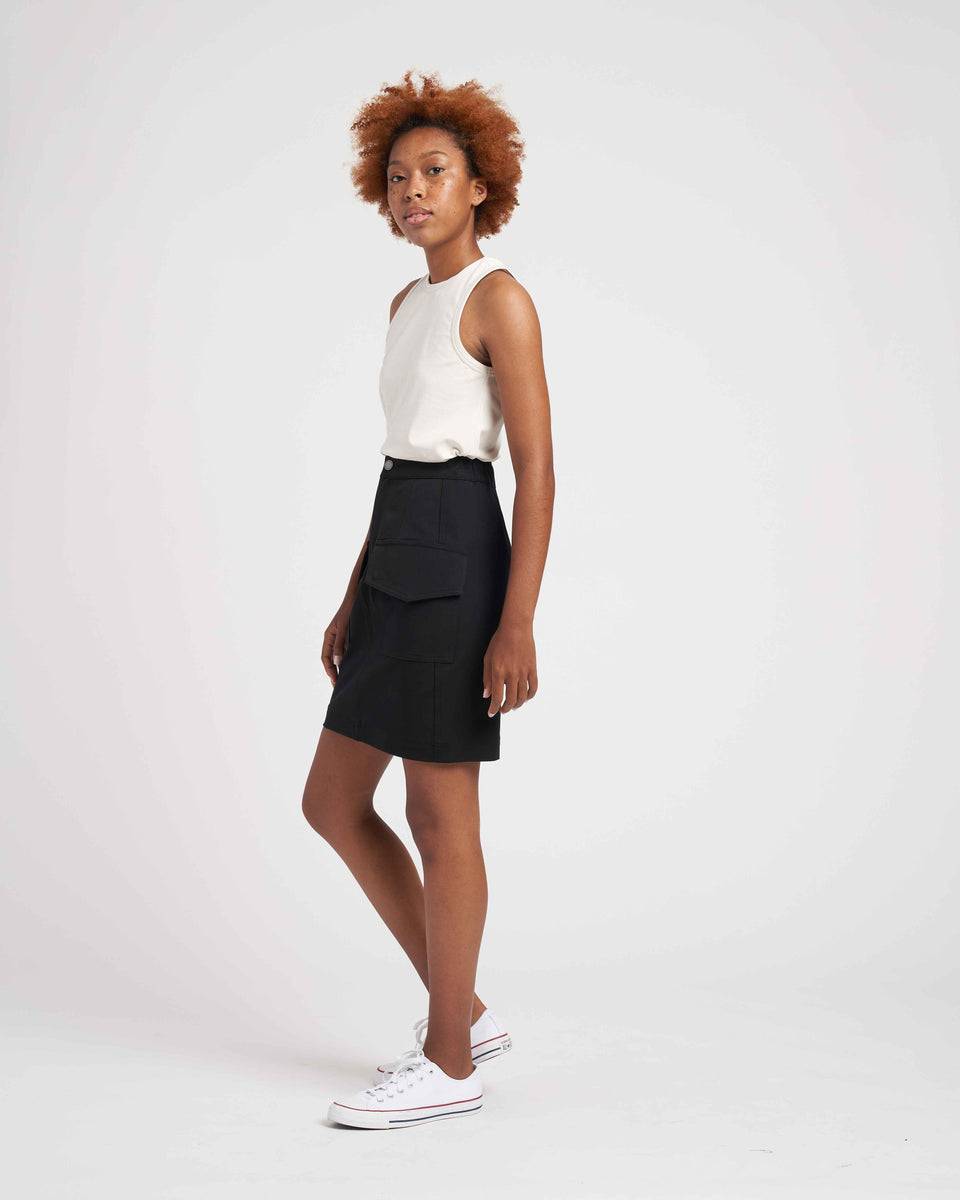 Harper Stretch Cotton Twill Cargo Skirt - Black Zoom image 2