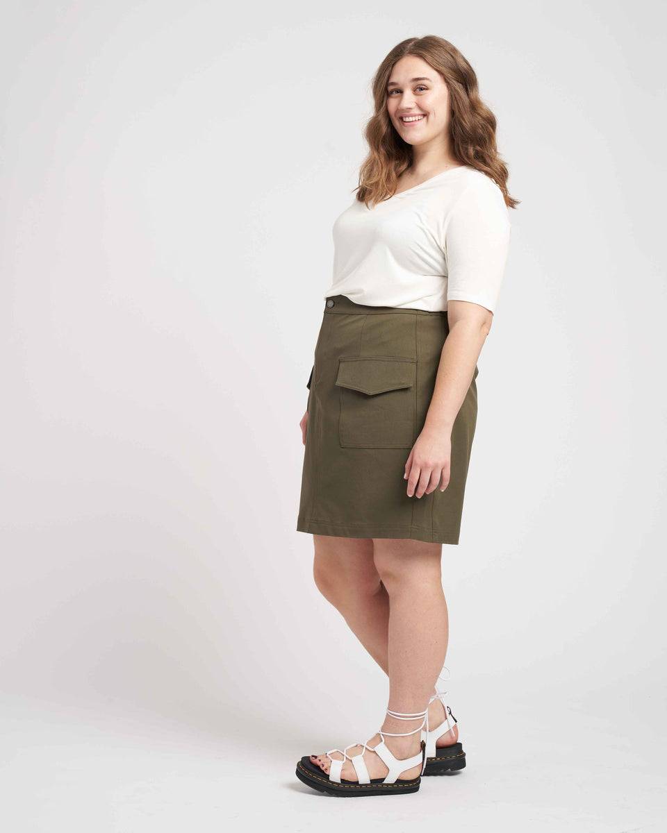 Harper Stretch Cotton Twill Cargo Skirt - Ivy Zoom image 3