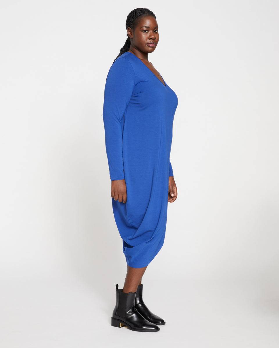 Iconic Long Sleeve V-Neck Geneva Dress - Lapis Zoom image 1