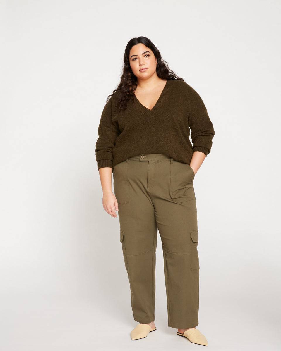 Karlee Stretch Cotton Twill Cargo Pants - Ivy Zoom image 0