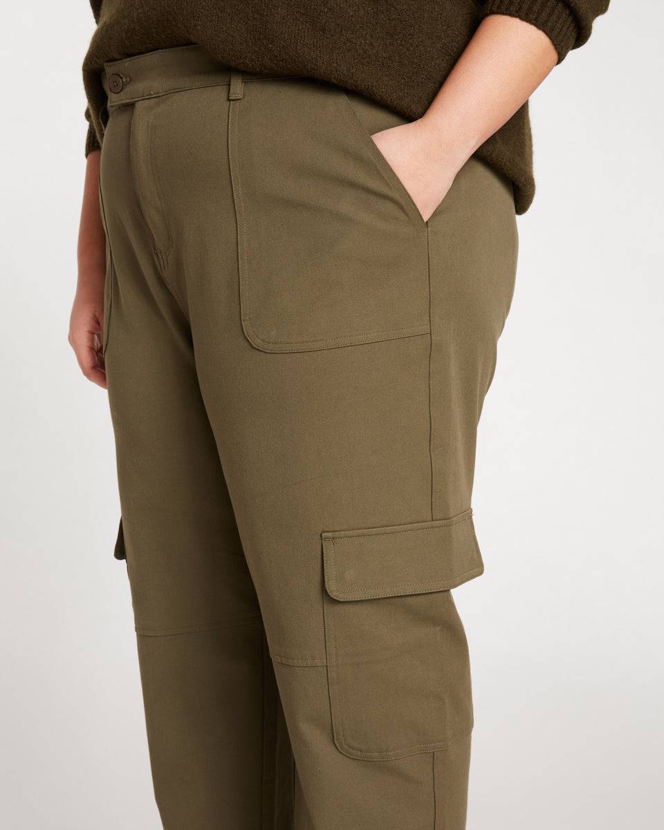 Karlee Stretch Cotton Twill Cargo Pants - Ivy Zoom image 1