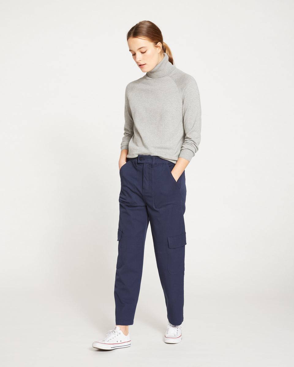 Karlee Stretch Cotton Twill Cargo Pants - Navy Zoom image 0