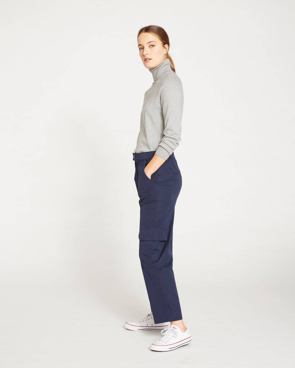 Karlee Stretch Cotton Twill Cargo Pants - Navy Zoom image 3