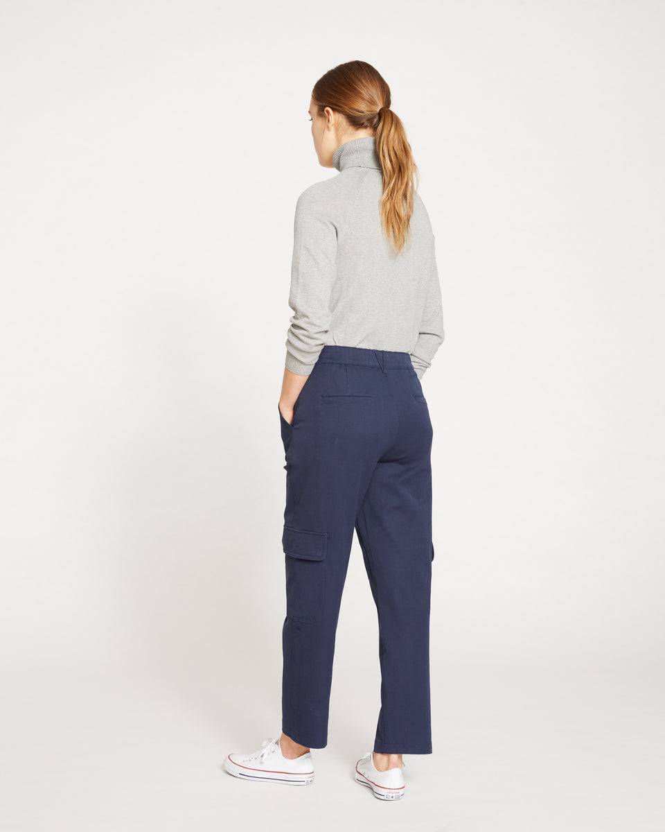 Karlee Stretch Cotton Twill Cargo Pants - Navy Zoom image 4