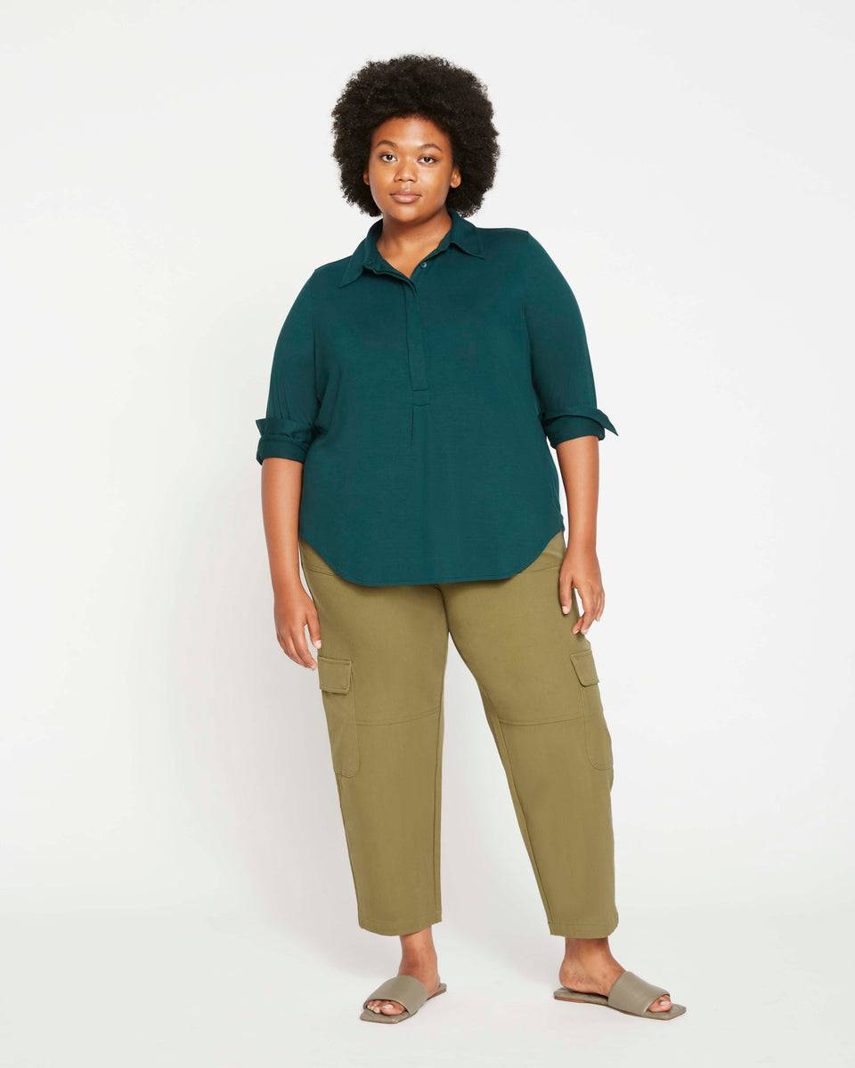 Elbe Popover Liquid Jersey Shirt Classic Fit - Forest Green Zoom image 1