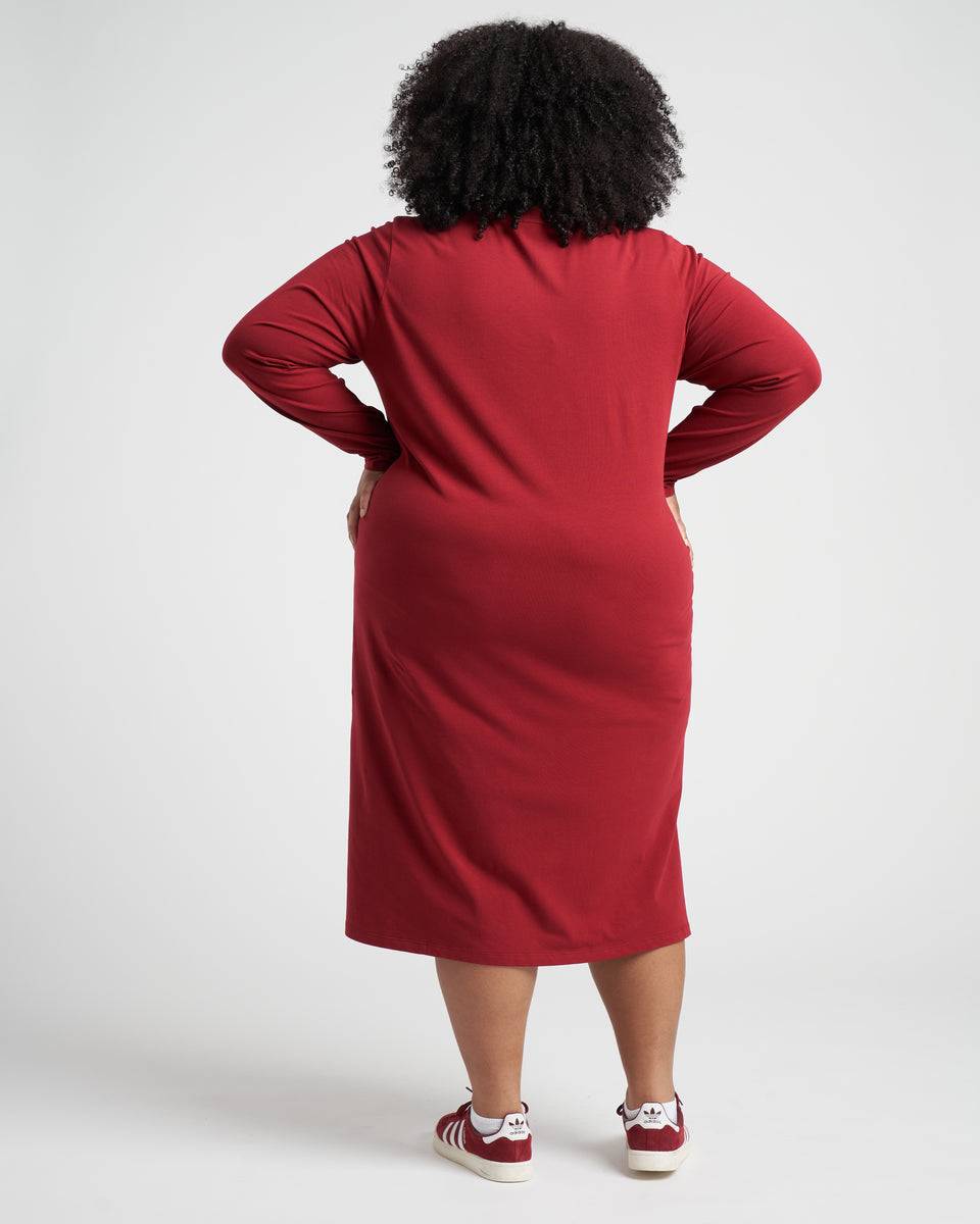 Long Sleeve Tesino Washed Jersey Dress - Red Dahlia Zoom image 8