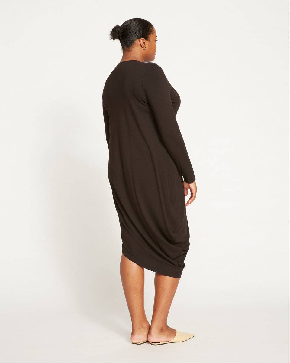 Iconic Long Sleeve V-Neck Geneva Dress - Black Zoom image 4