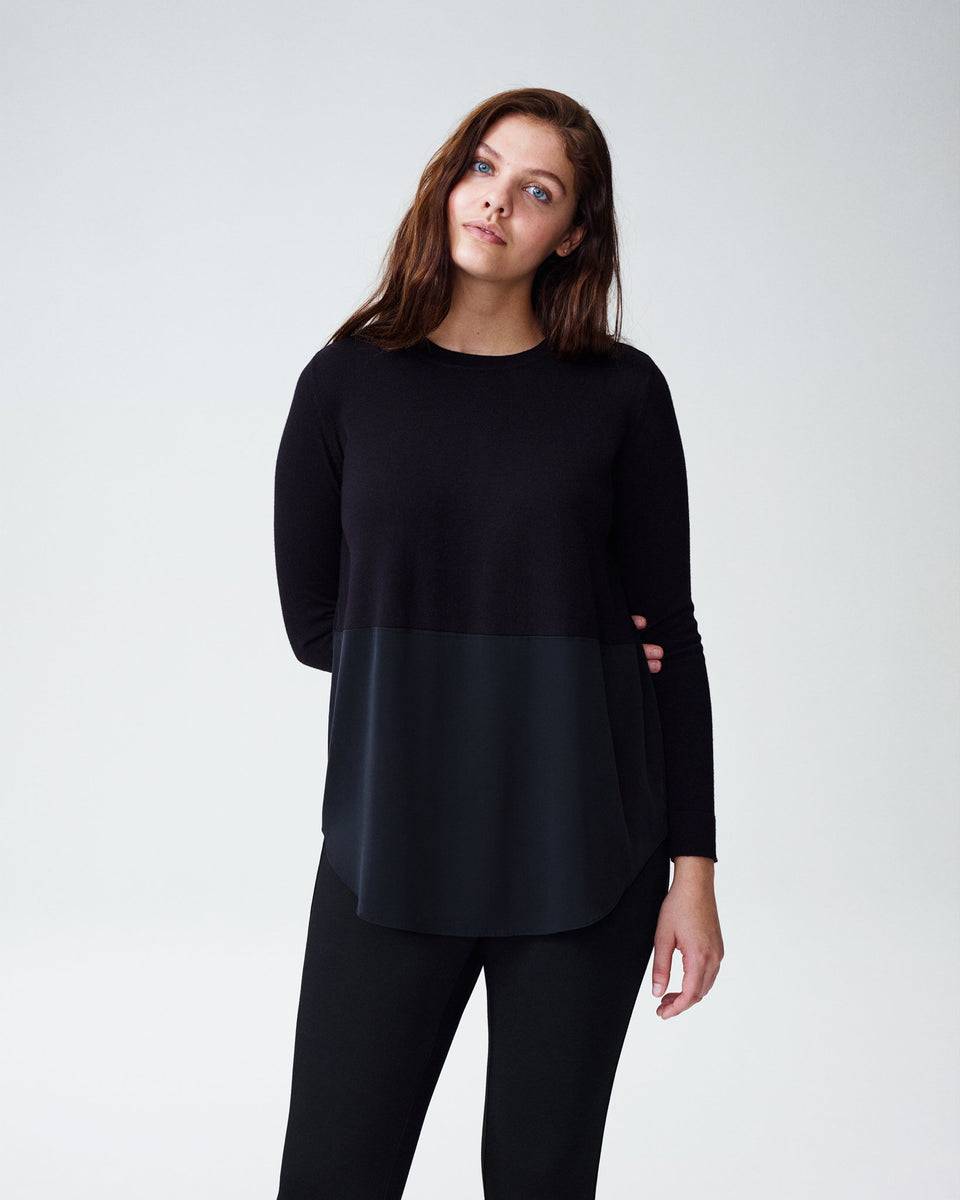 Dalia Mixed Media Sweater - Black Zoom image 0
