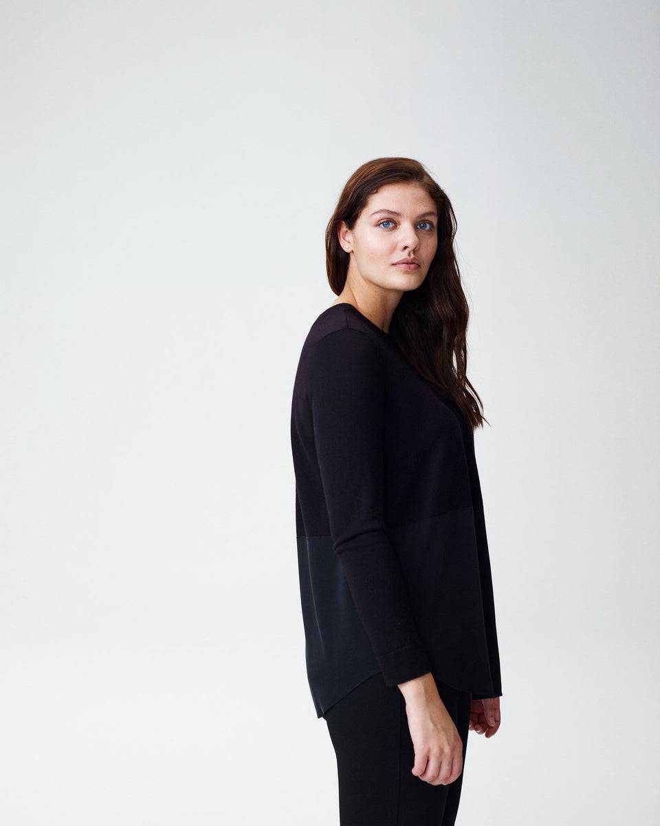 Dalia Mixed Media Sweater - Black Zoom image 2