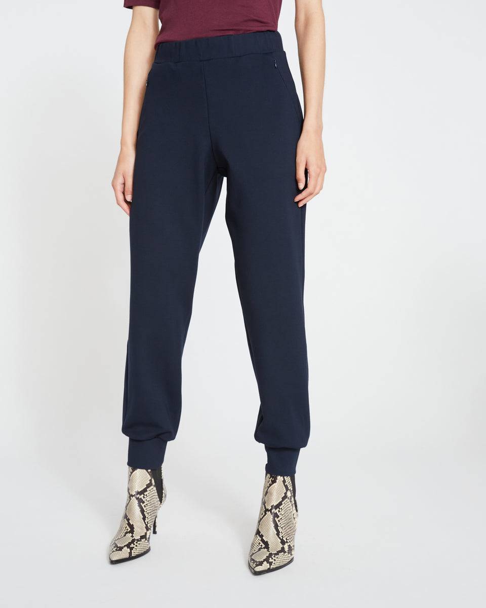 Luxe Laid-Back Ponte Joggers - Navy Zoom image 1