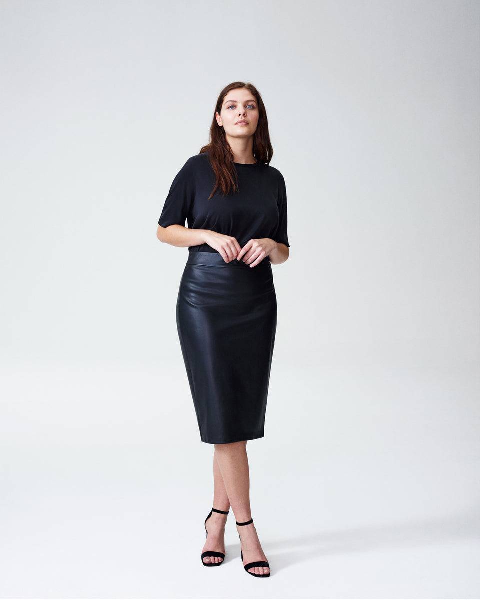 Sillaro Vegan Leather Pencil Skirt - Black Zoom image 0