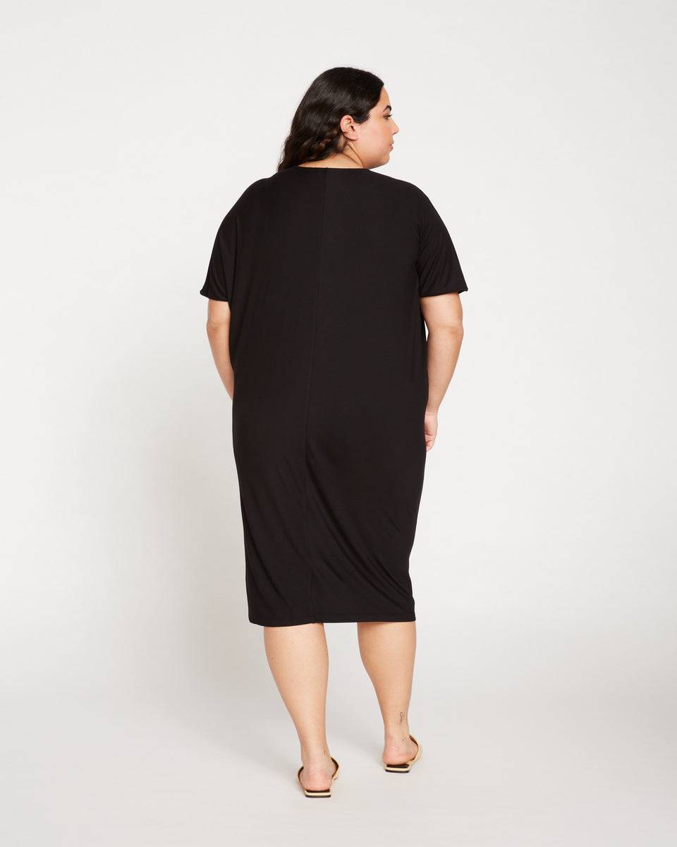 Teresa Liquid Jersey V-Neck Dress - Black Zoom image 3