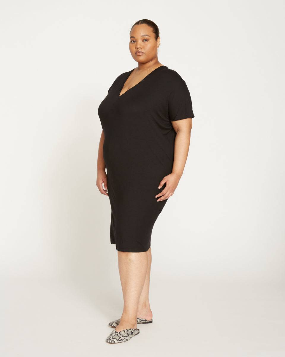 Teresa Liquid Jersey V-Neck Dress - Black Zoom image 5